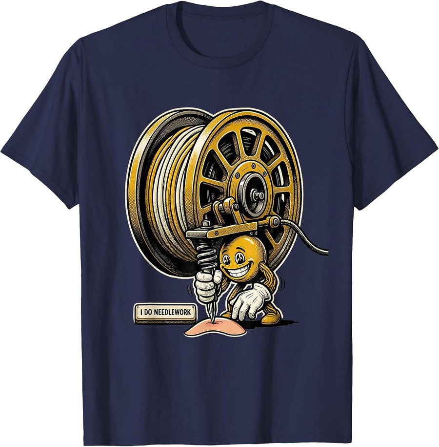 I Do Needlework Funny Tattoo Artist Tattooist Humor T-Shirt - Navy Blue