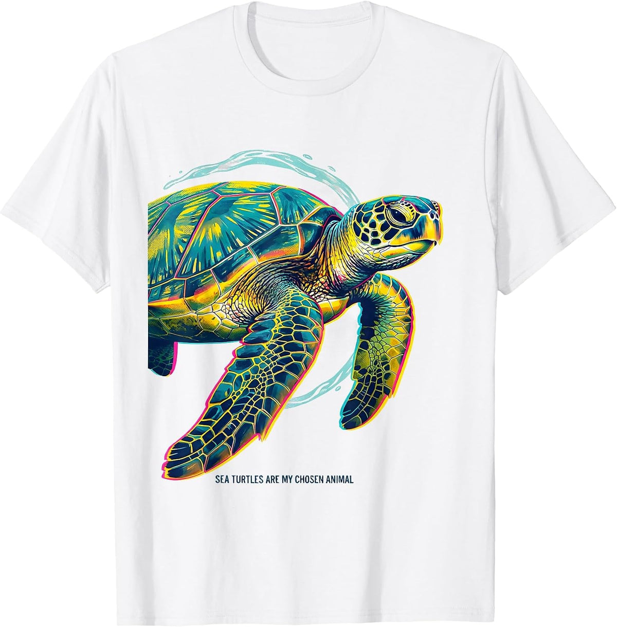 Men's Sea Turtles Are My Chosen Animal Risograph Ocean Animal T-Shirt - White