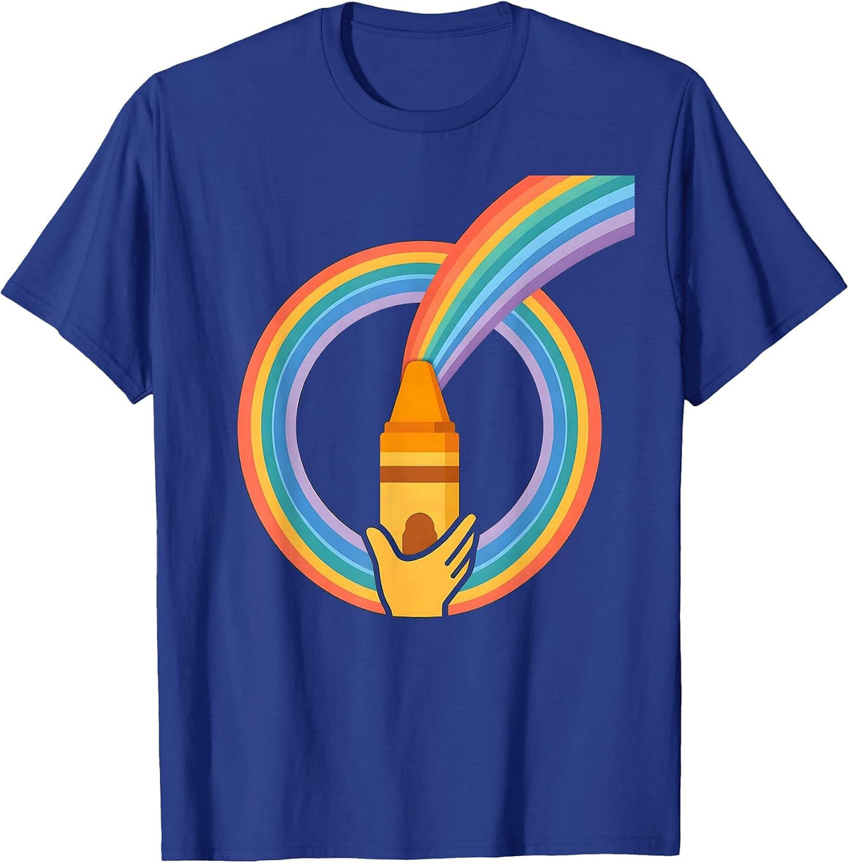 Men's Special Education Teacher Crayon Rainbow Art T-Shirt - Royal Blue