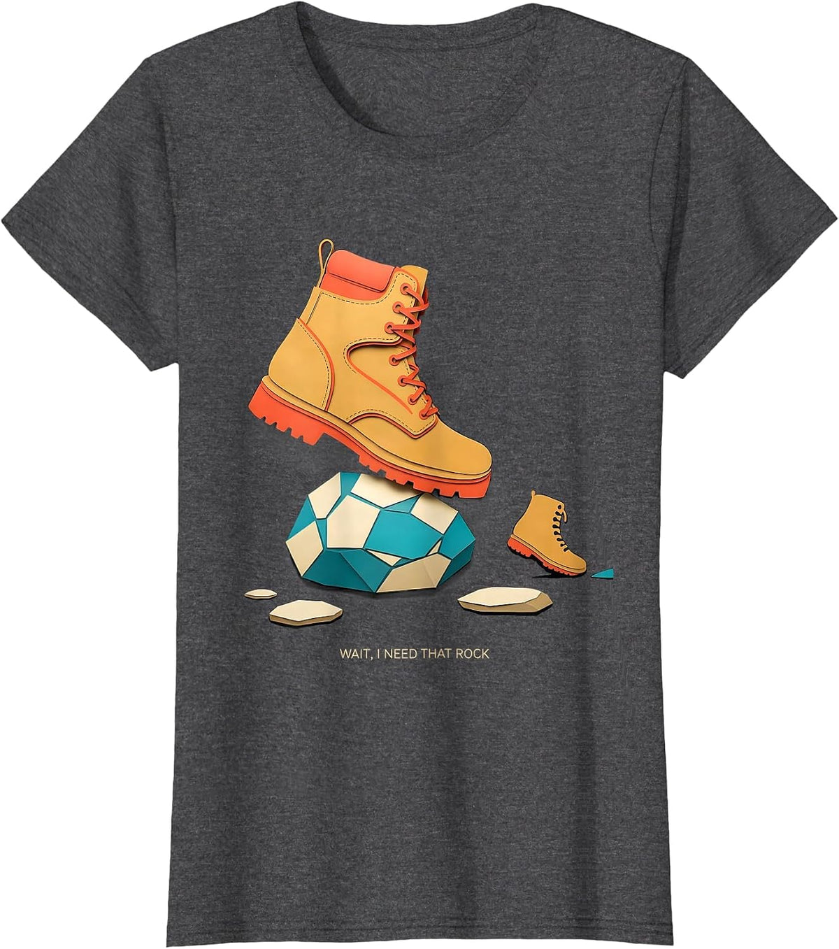 Women's Wait I Need That Rock Funny Rock Collector Geology T-Shirt - Dark Heather Grey