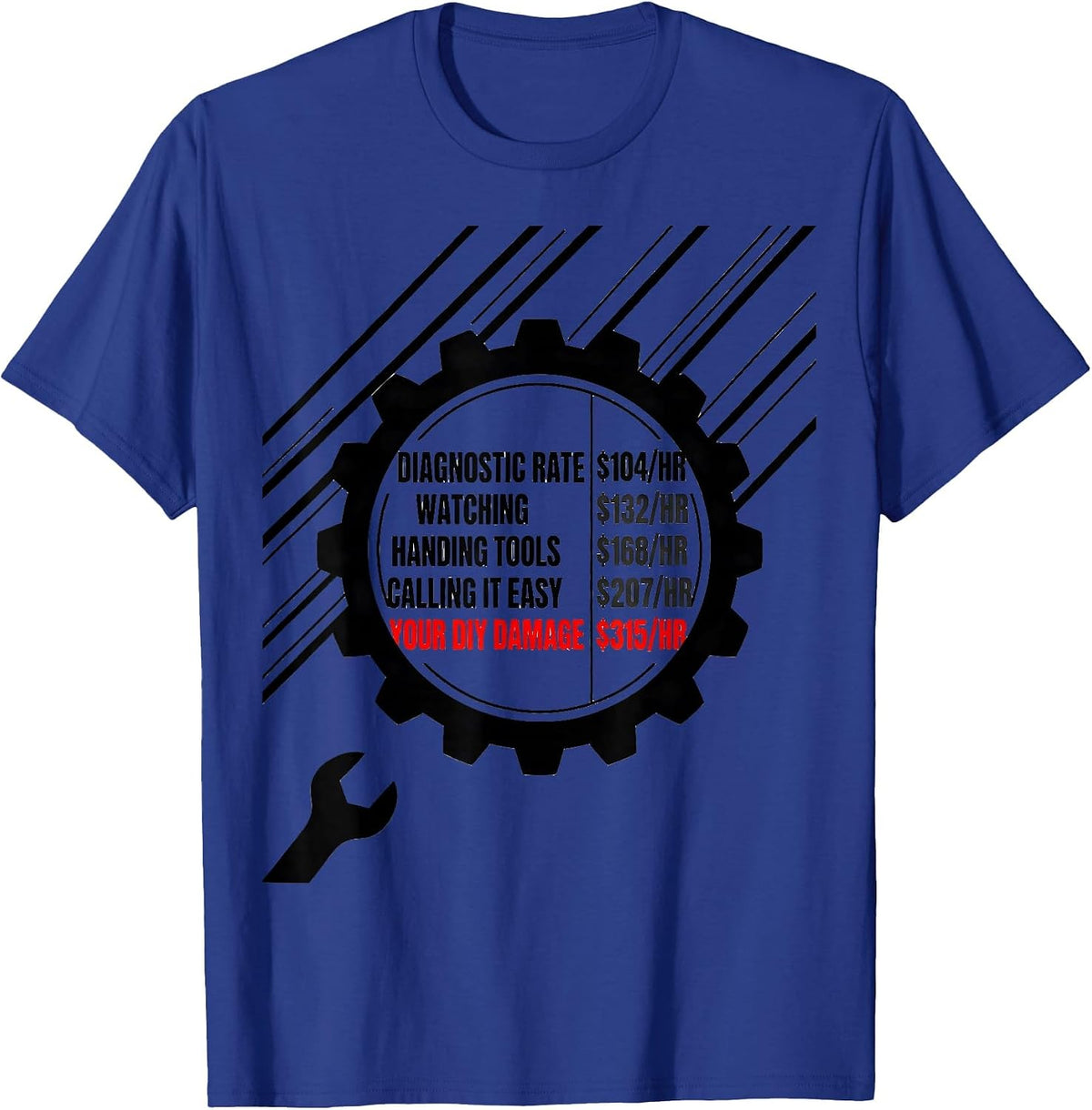 Men's Diagnostic Rate Mechanic Hourly Rate Funny Auto Repair T-Shirt - Royal Blue