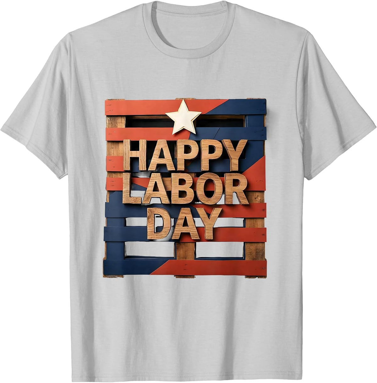Men's Happy Labor Day Patriotic Union Pride Paper Cutout Graphic T-Shirt - Silver Grey