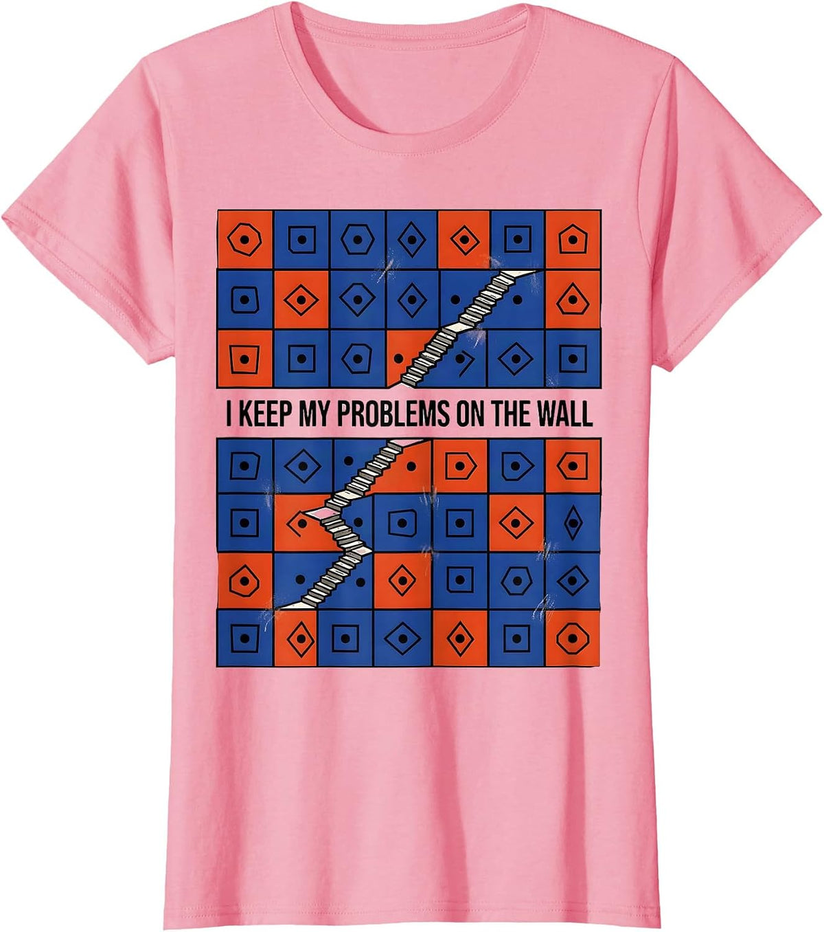 Women's I Keep My Problems On The Wall Funny Rock Climbing T-Shirt - Pink