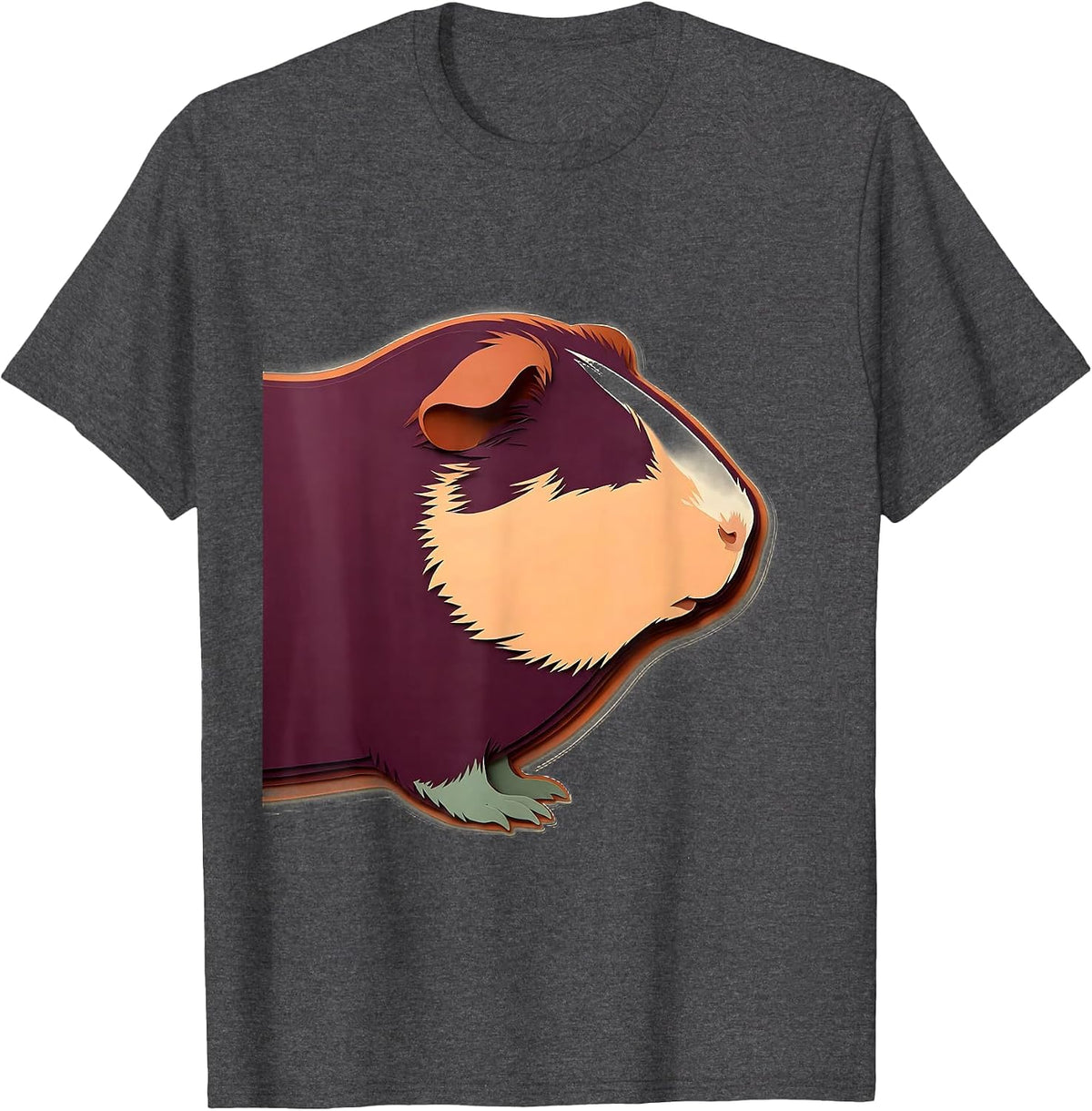 Guinea Pig Loaf Paper Cutout Animal Lover Humor T-Shirt - Dark Heather Grey