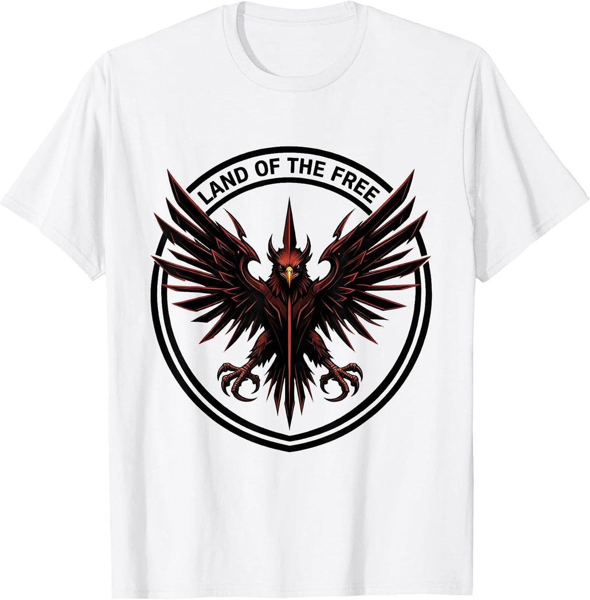 Men's American Flag Eagle Land of the Free Patriotic Design T-Shirt - White