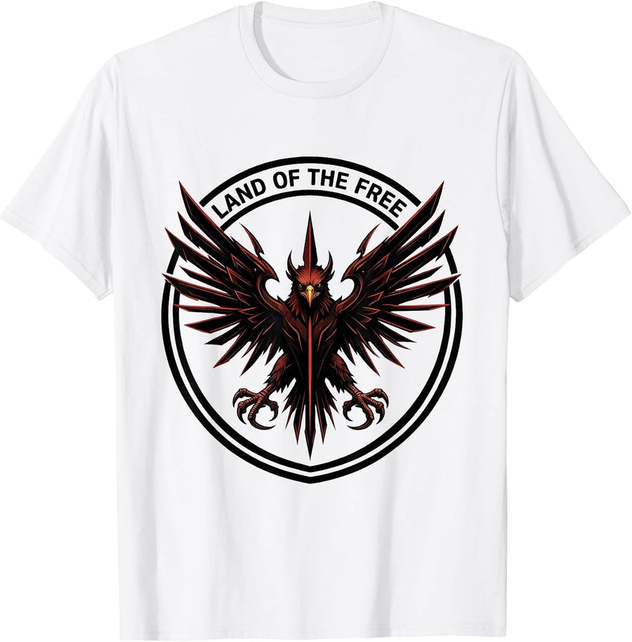 Men's American Flag Eagle Land of the Free Patriotic Design T-Shirt - White