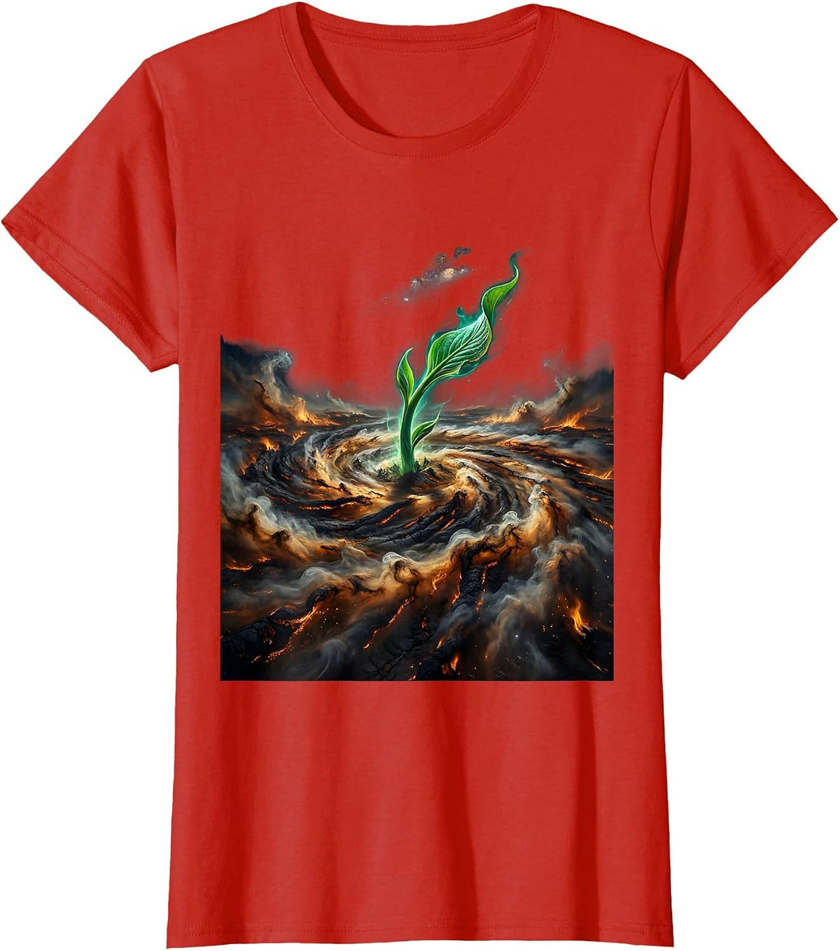 Women's Suicide Prevention Wildfire Hope Green Shoot T-Shirt - Red