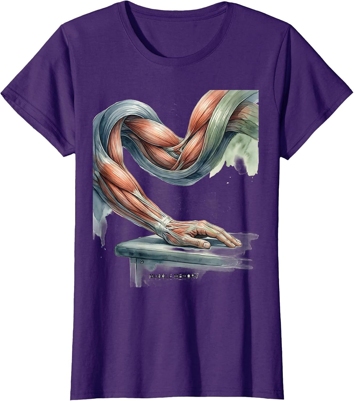 Muscle Memory Watercolor Massage Therapist Occupational T-Shirt - Purple