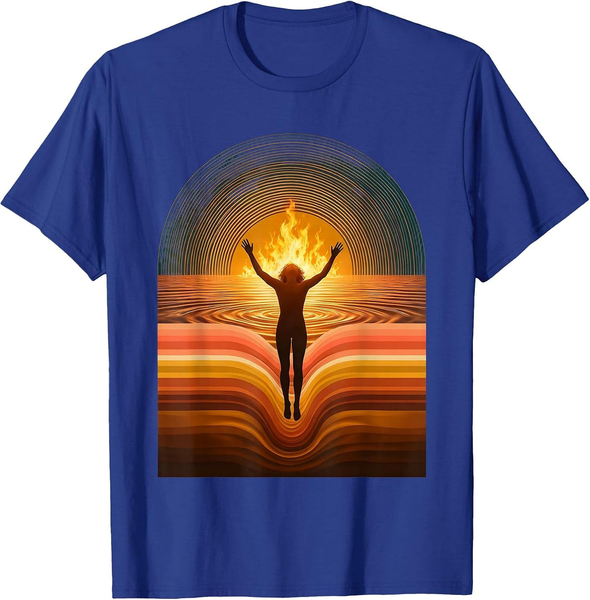 Men's Free Diver Ascending Sunlit Ocean Long Sleeve T-Shirt - Royal Blue