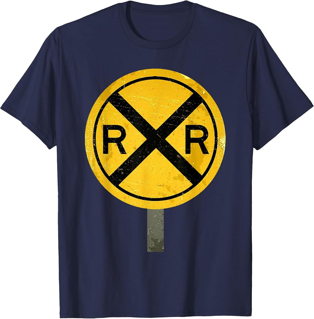 Funny Train Art for Men Boys Kids Crossing Steam Train Lover T-Shirt - Navy Blue