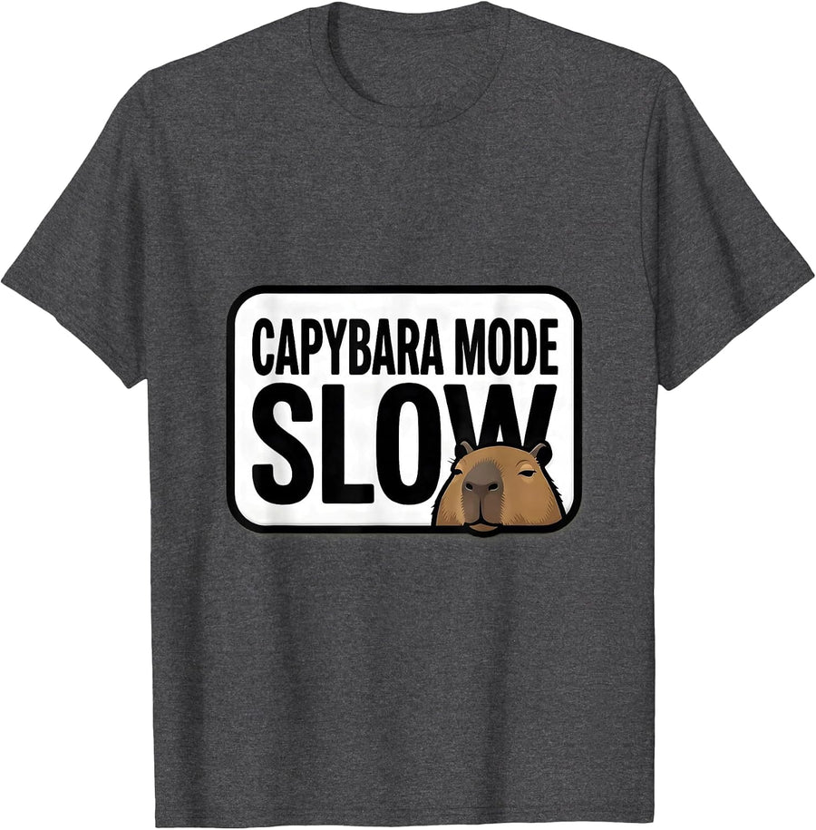 Men's Capybara Mode: Slow Funny Animal Meme Humor T-Shirt - Dark Heather Grey