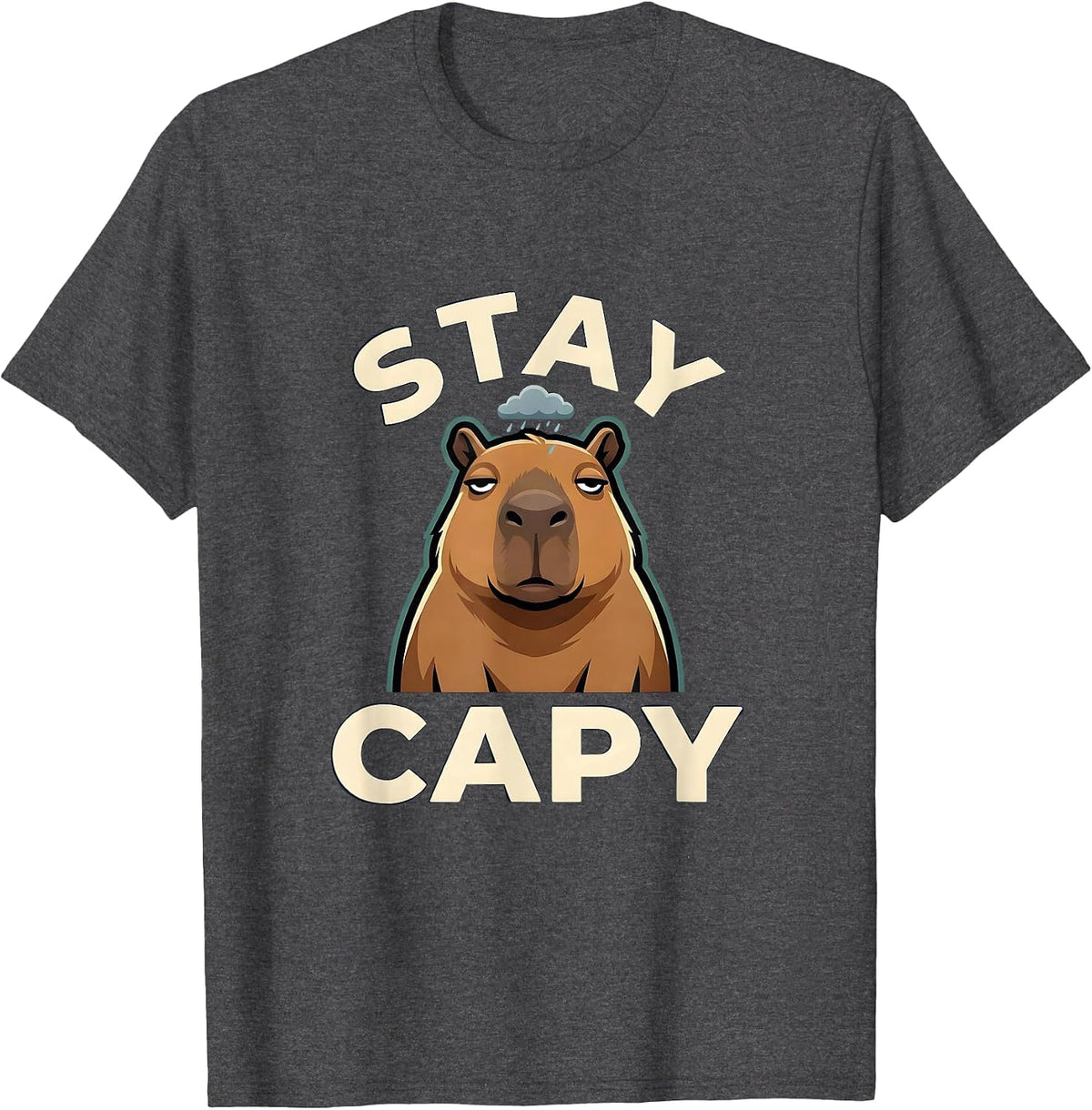 Men's Stay Capy Funny Capybara Meme Animal Lover Gift T-Shirt - Dark Heather Grey