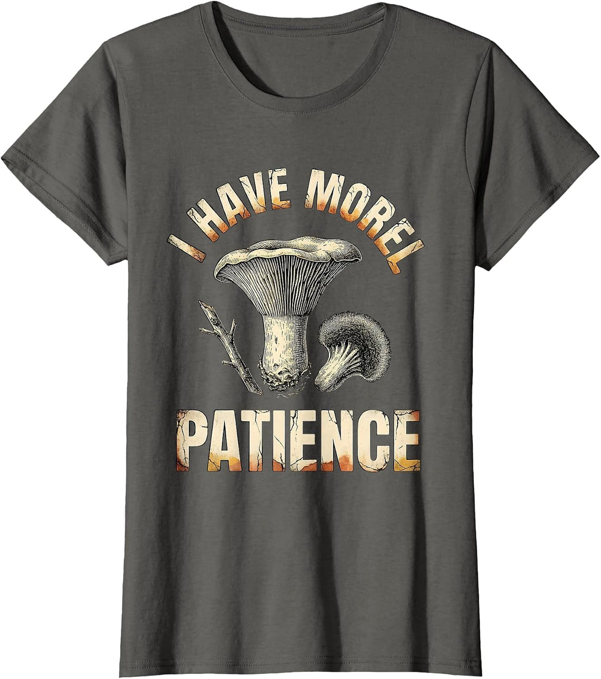 Women's I Have Morel Patience Distressed Funny Mushroom Forager Gift T-Shirt - Asphalt Grey