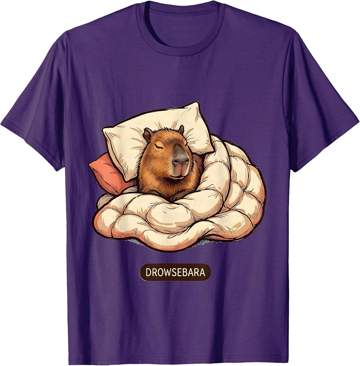 Men's Drowsebara Cute Capybara Sleepy Pajama Pun Funny T-Shirt - Purple