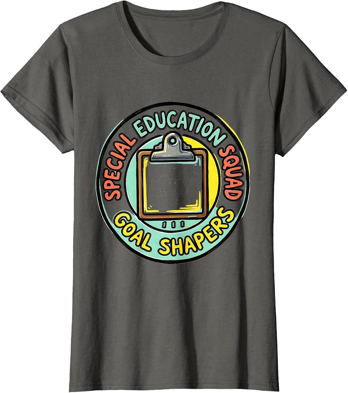 Women's Special Education Squad Goal Shapers Teacher Appreciation T-Shirt - Asphalt Grey
