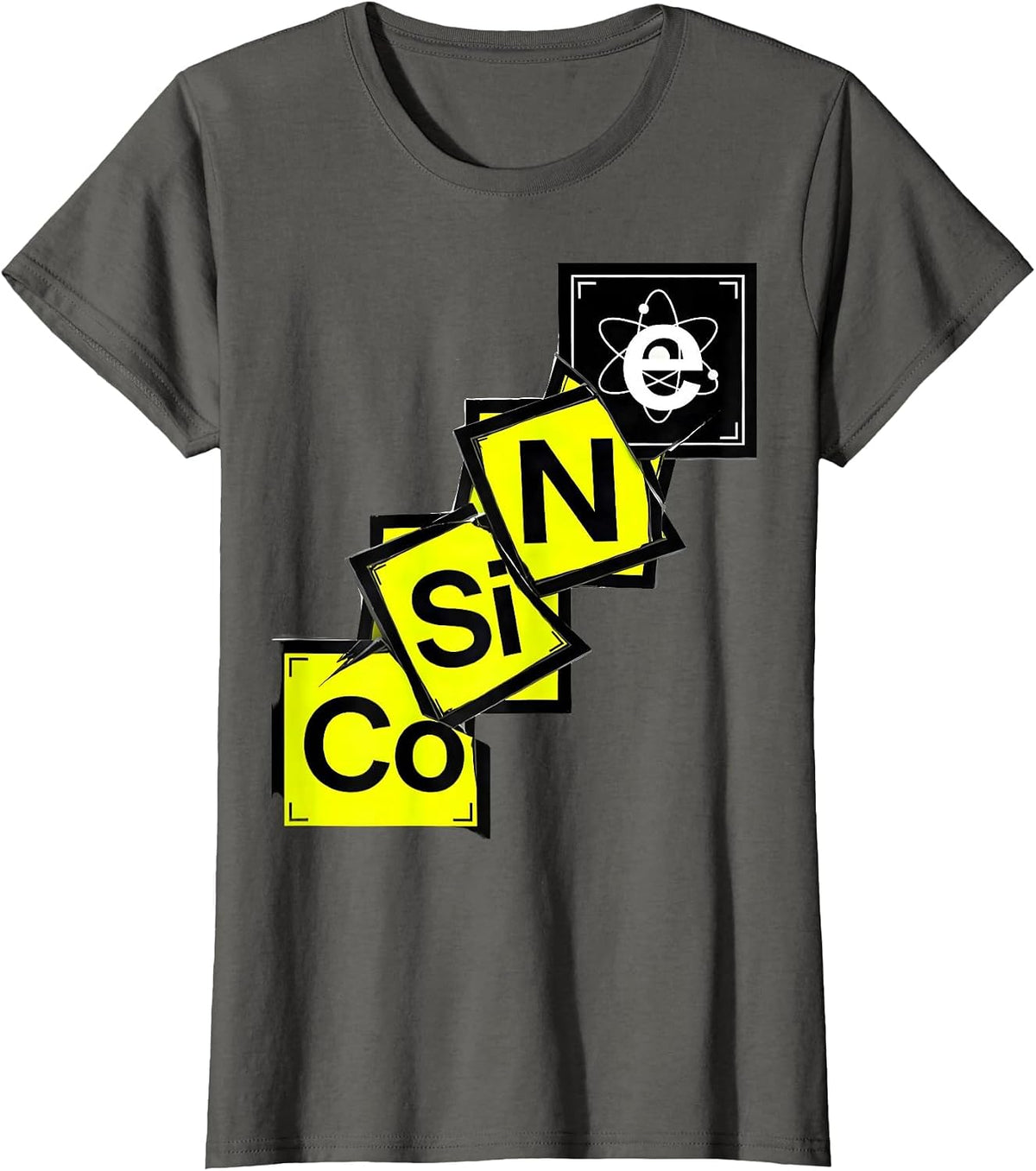 Women's CoSiNe New Wave Chemistry Nerd Periodic Table Humor T-Shirt - Asphalt Grey