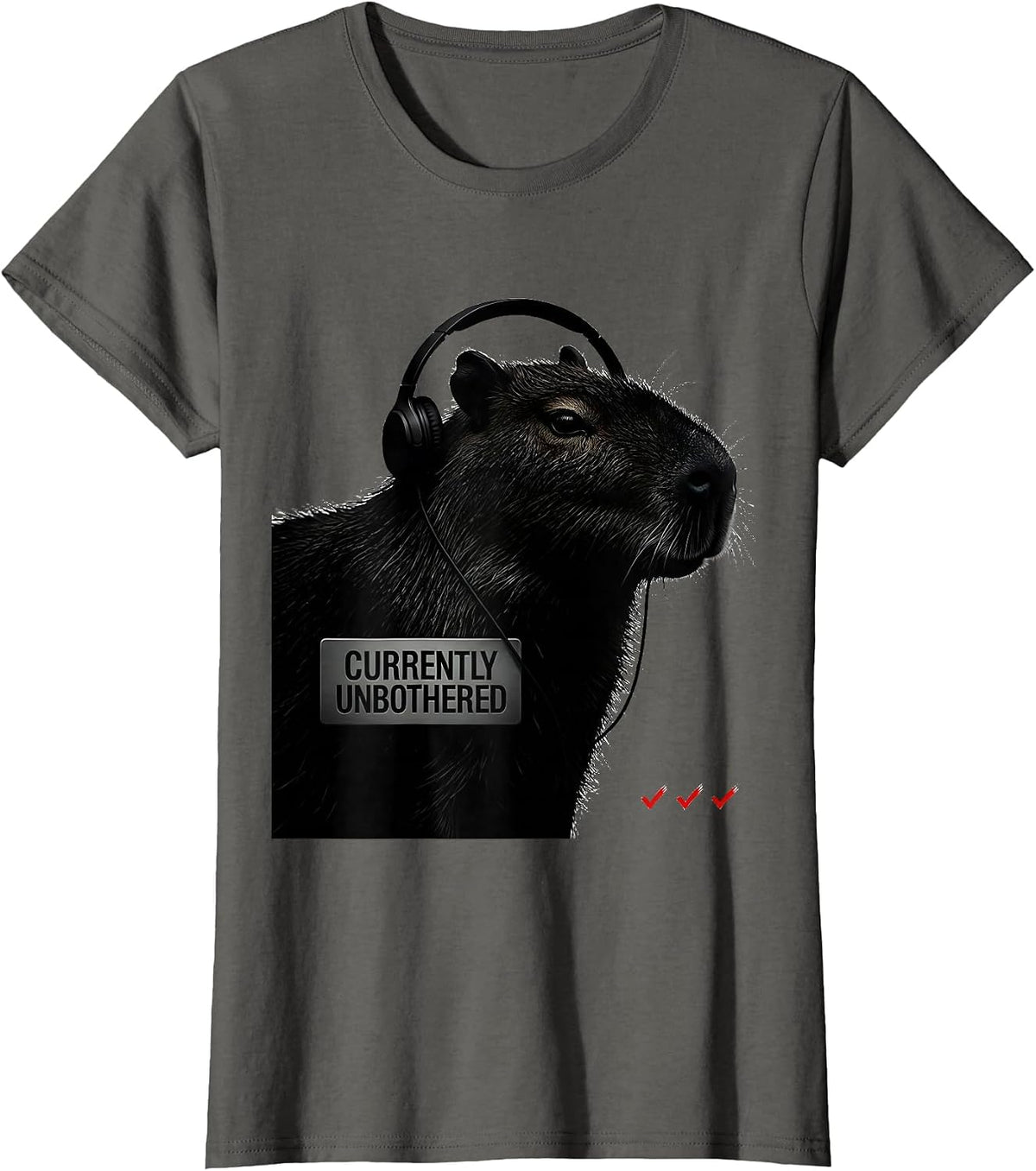 Women's Currently Unbothered Funny Capybara Gamer Meme Humor T-Shirt - Asphalt Grey