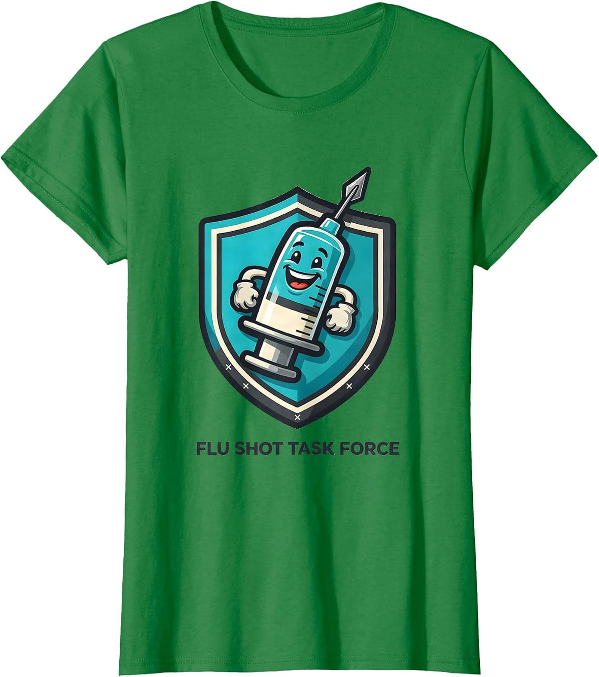 Women's Flu Shot Task Force Funny Nurse Doctor Vaccine Humor T-Shirt - Kelly Green