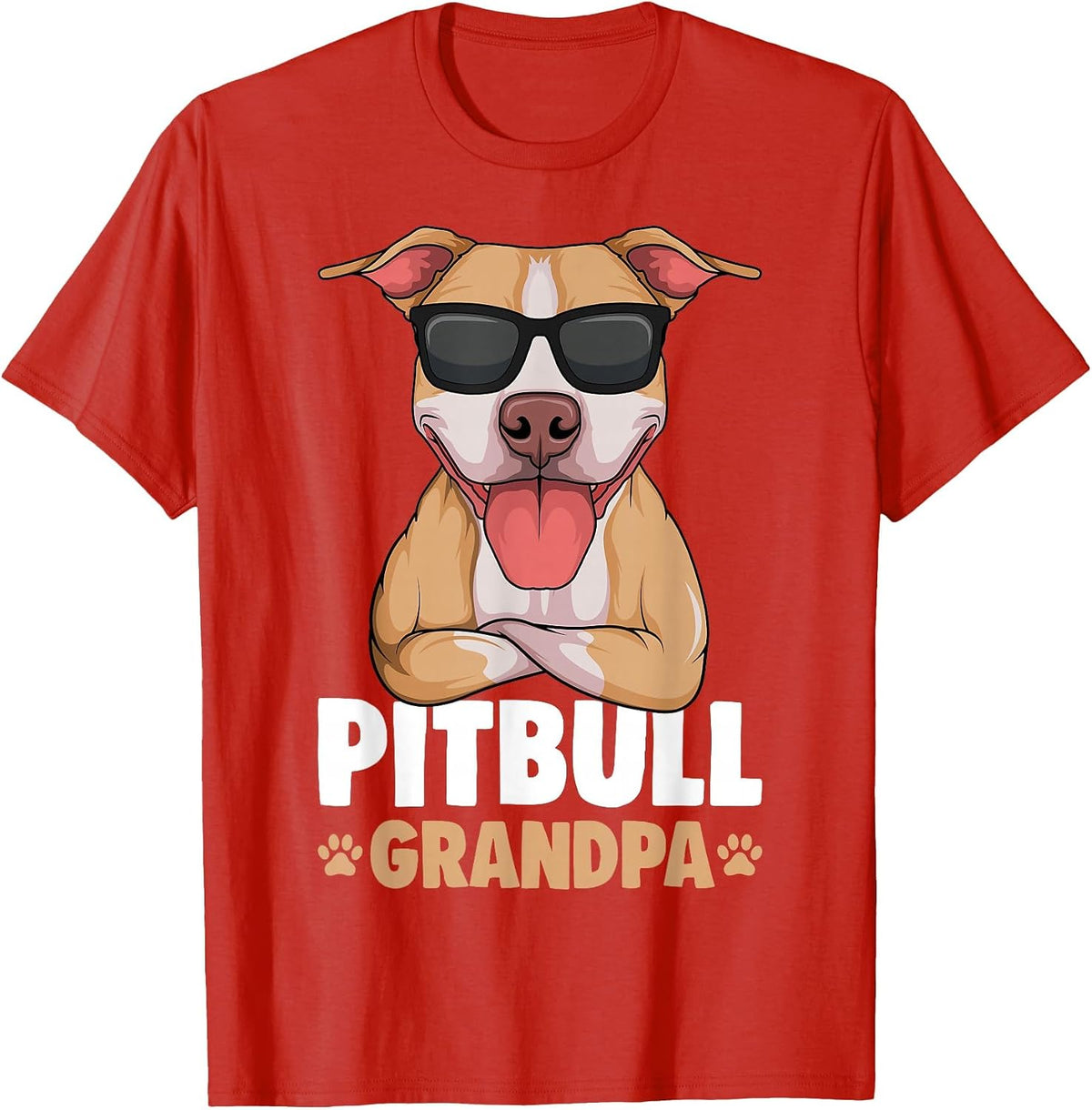 Pitbull Grandpa Pittie Dog T-Shirt - Red