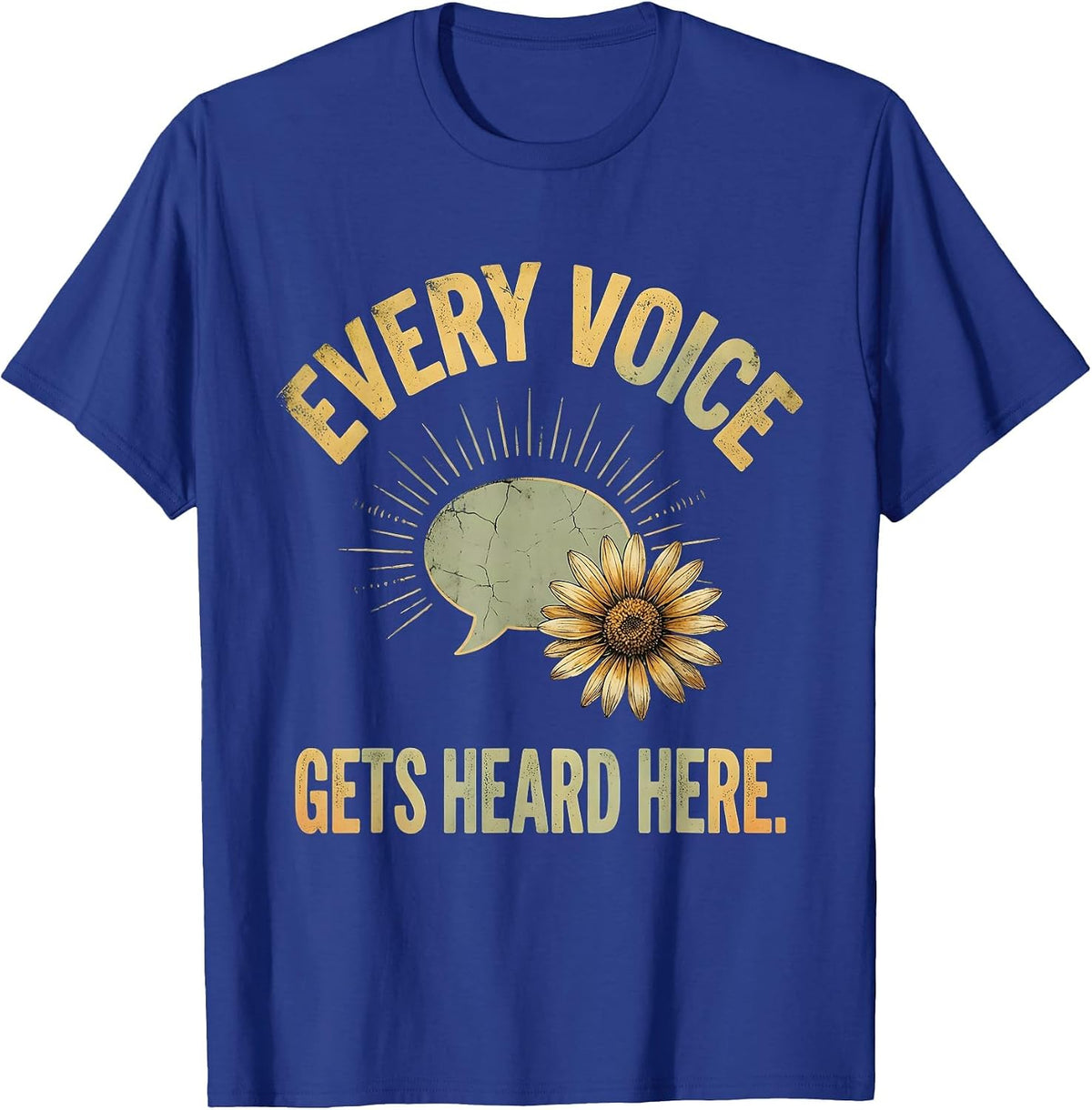 Every Voice Gets Heard Here Boho Summer SLP Speech Therapist T-Shirt - Royal Blue
