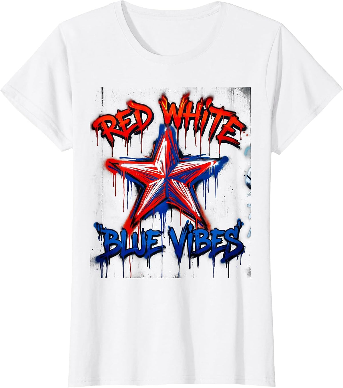 Women's Red White Blue Vibes Patriotic Design T-Shirt - White