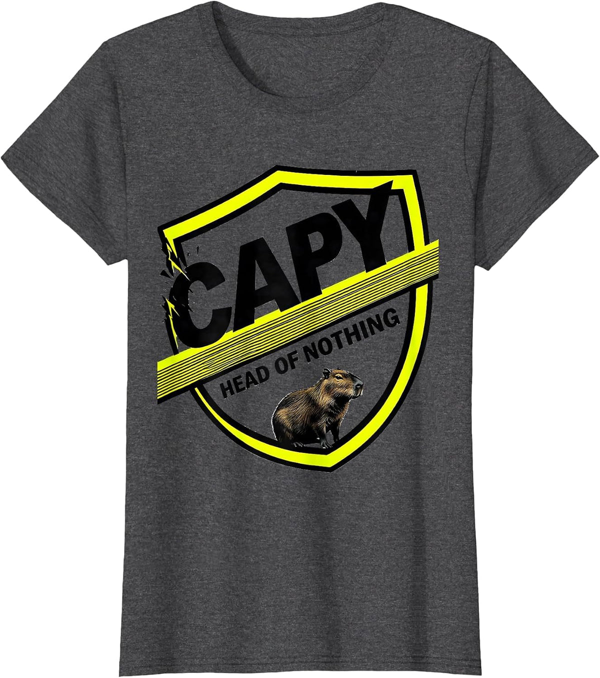 Women's Capy, Head Of Nothing Funny Capybara Animal Meme Humor T-Shirt - Dark Heather Grey