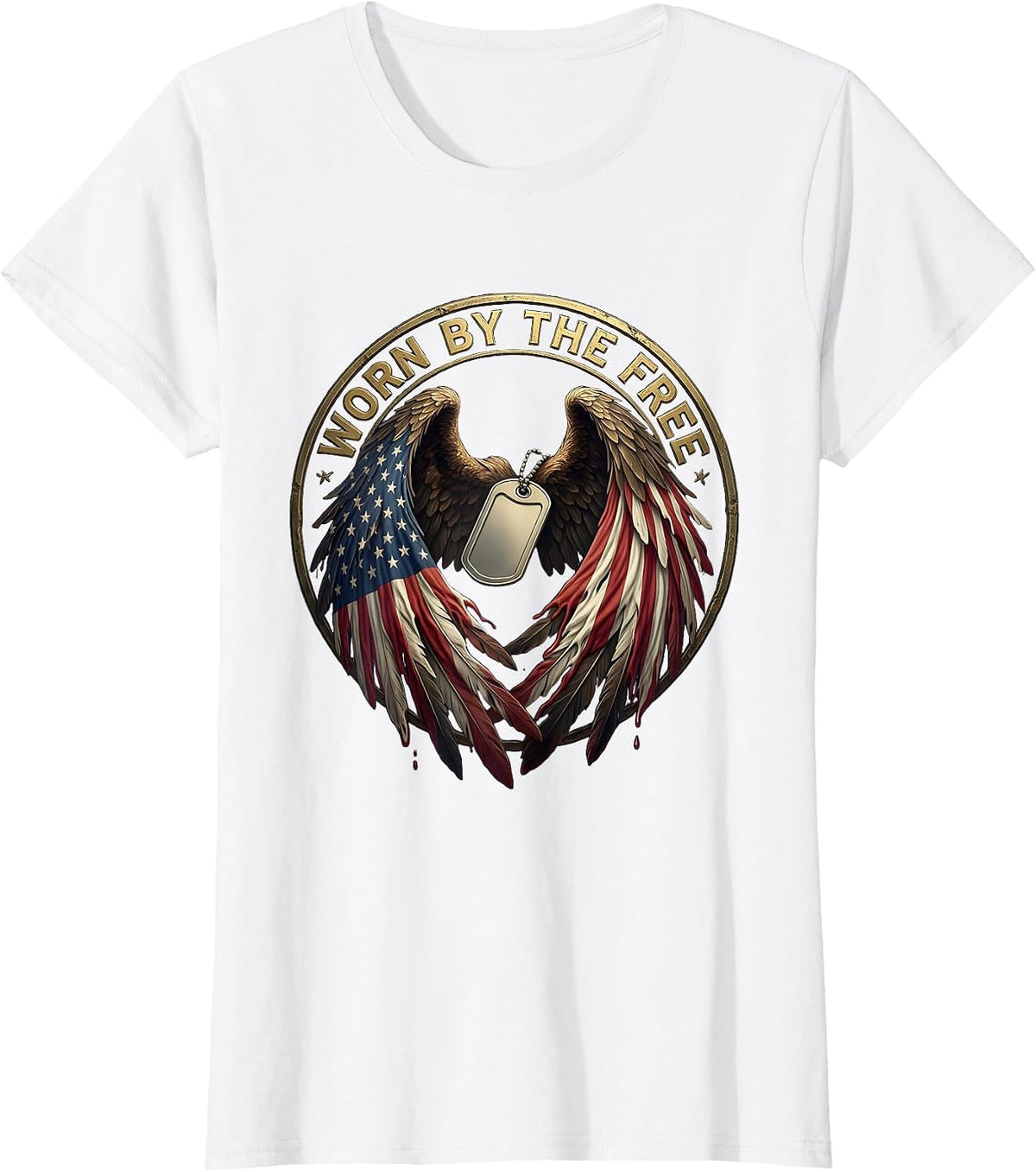 Worn by the Free Memorial Day Patriotic Design T-Shirt - White