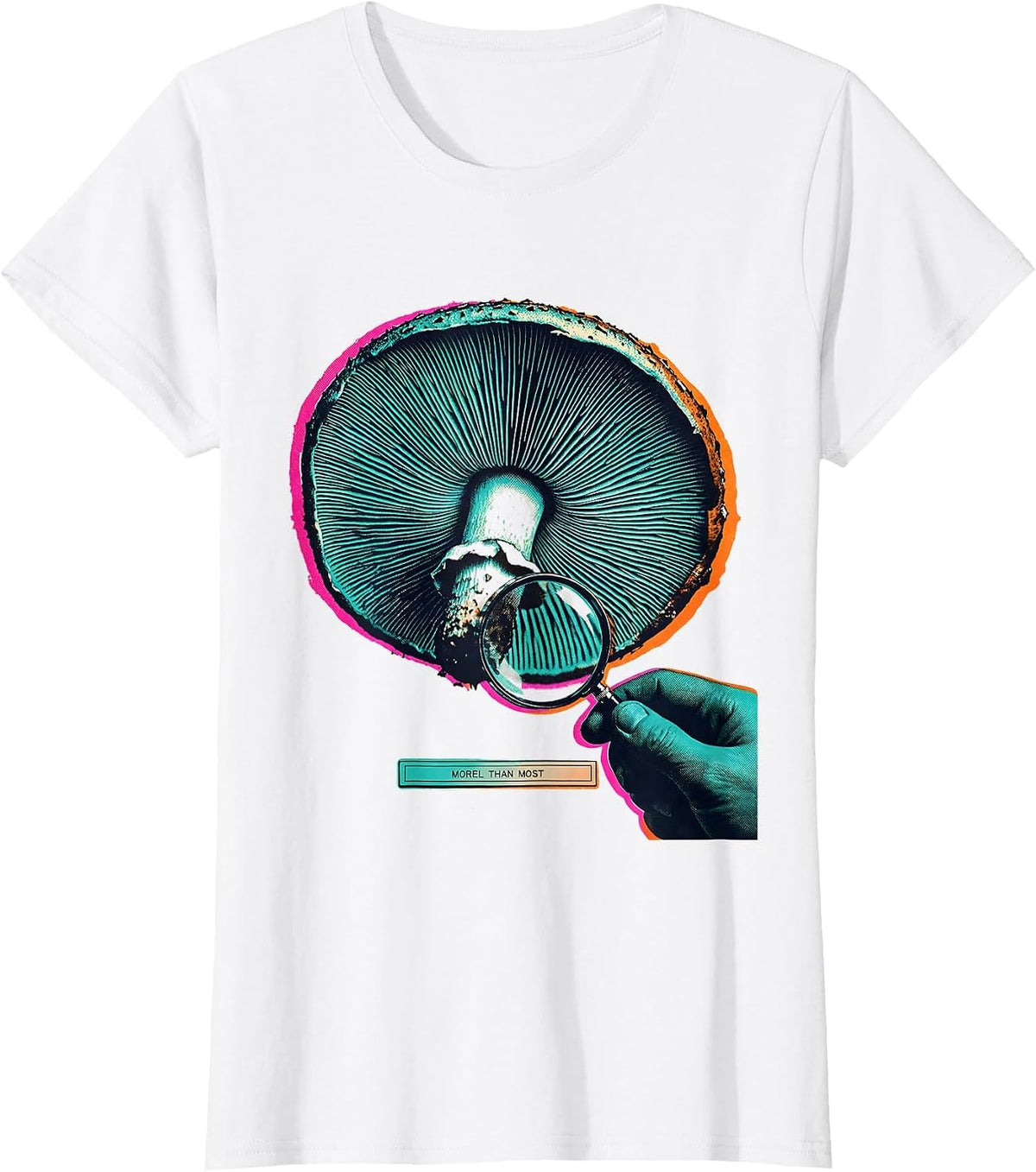 Morel Than Most Risograph Mushroom Forager Mycology Humor T-Shirt - White