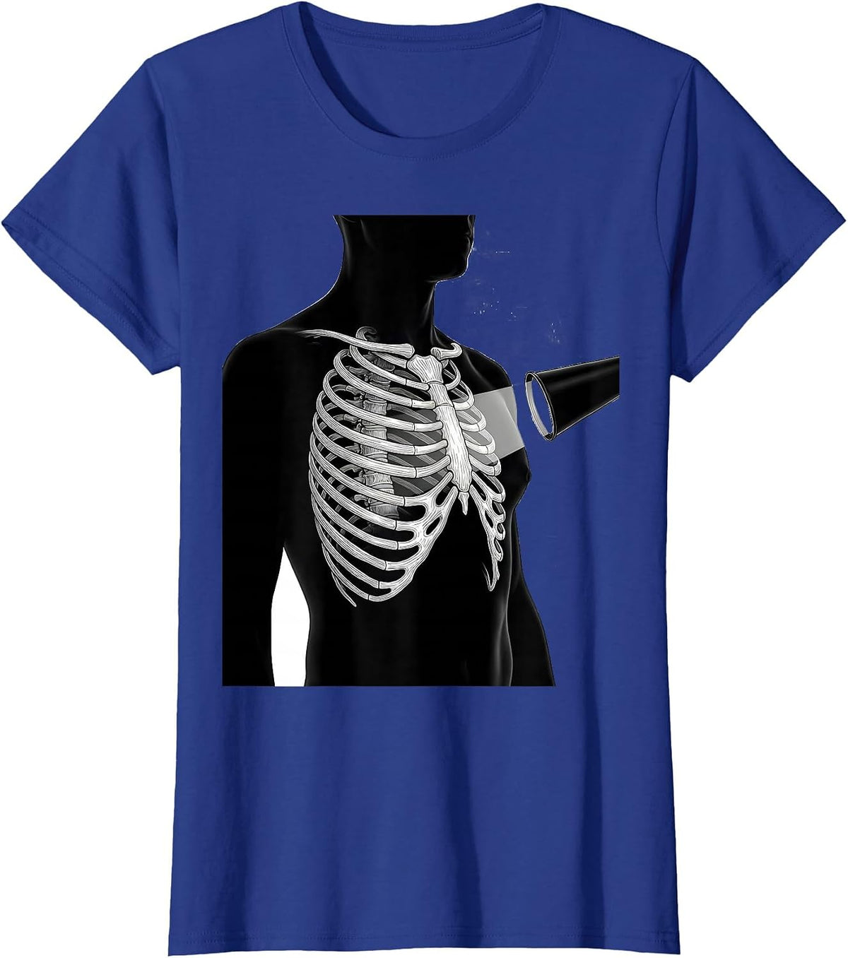 Women's Radiology Tech Profile Chest Ribcage Line Art T-Shirt - Royal Blue