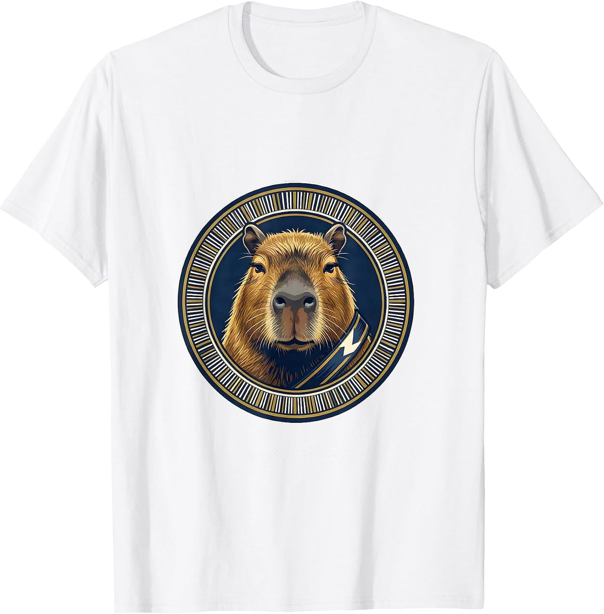 Men's Capybara Varsity Badge Sports Humor Animal Lover T-Shirt - White