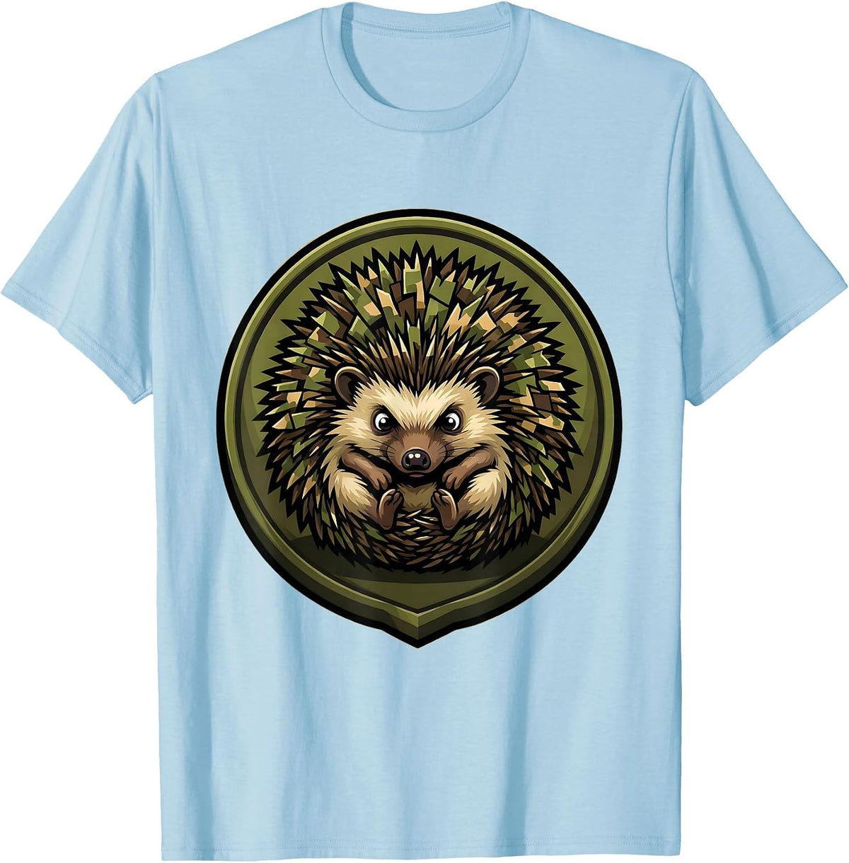Men's Kids Camo Hedgehog Rolled Up Ball Graphic T-Shirt - Baby Blue