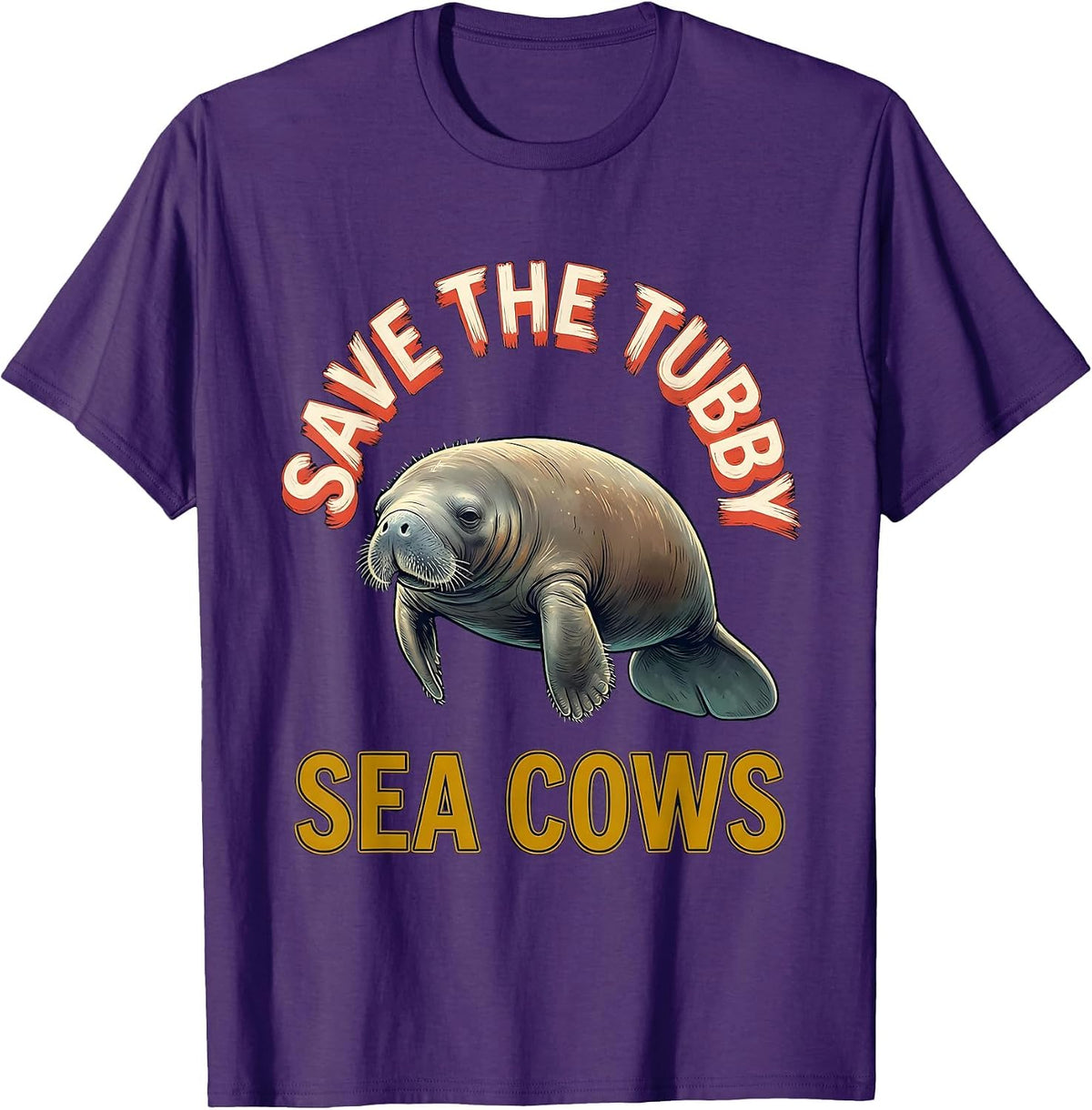 Save The Tubby Sea Cows Funny Manatee Sea Cow Lover Humor T-Shirt - Purple