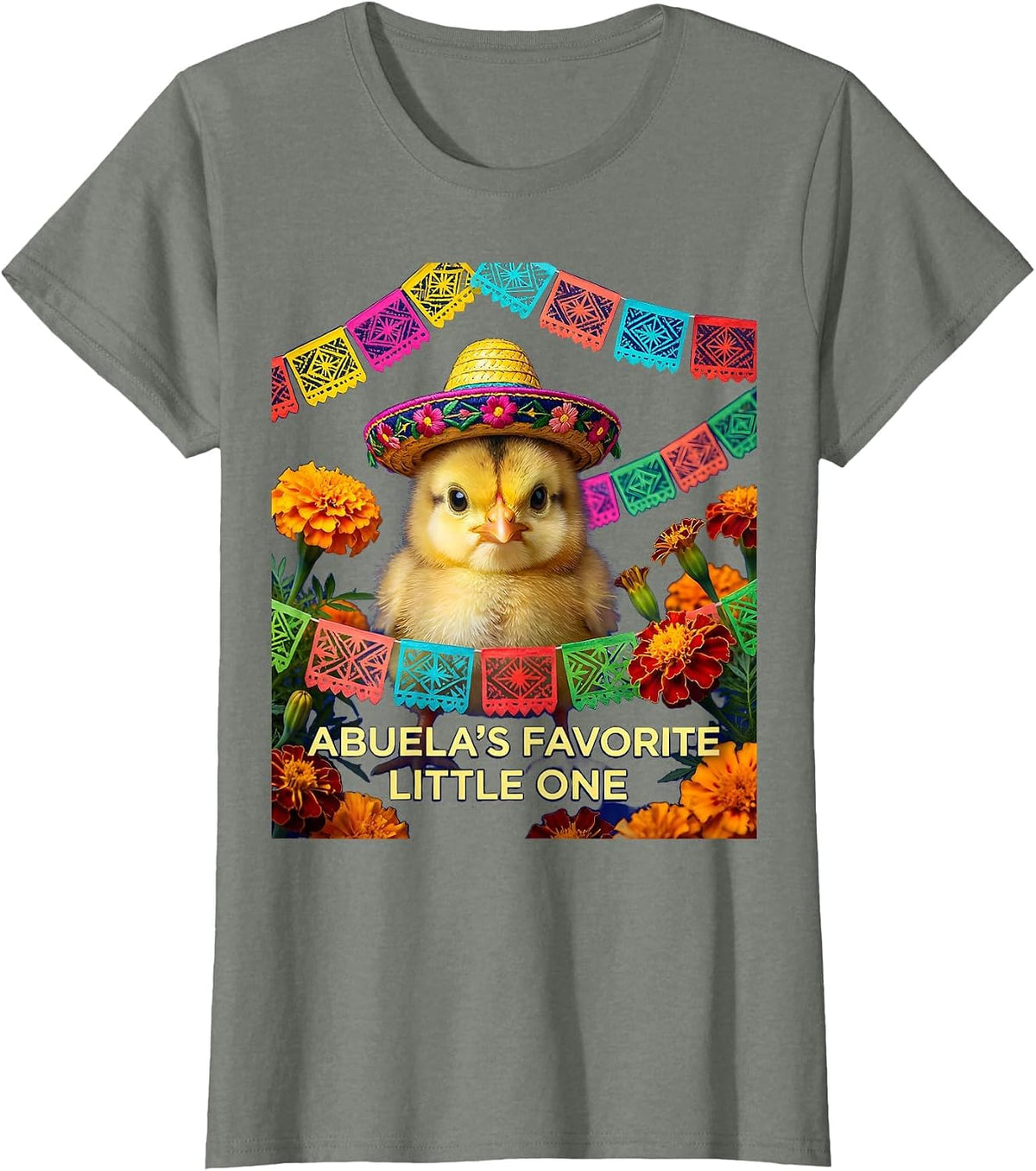 Abuela's Favorite Little One Mexico Kids Design T-Shirt - Olive Heather
