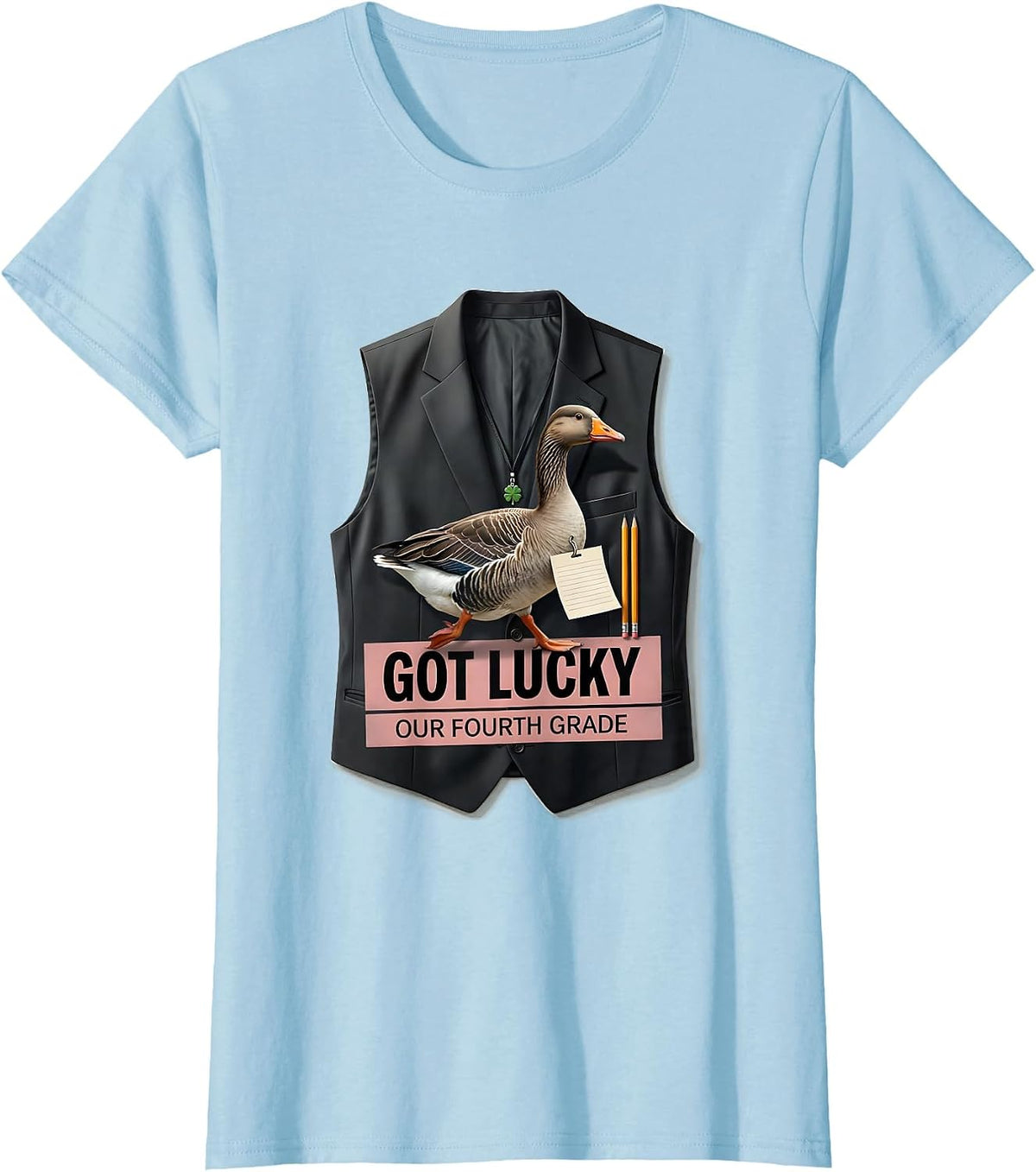 Our Fourth Grade Got Lucky Cute Goose Teacher Back To School T-Shirt - Baby Blue