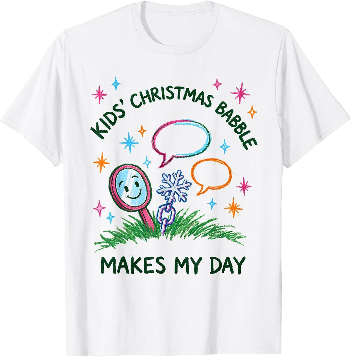 Kids' Christmas Babble Makes My Day Funny Speech Therapist T-Shirt - White