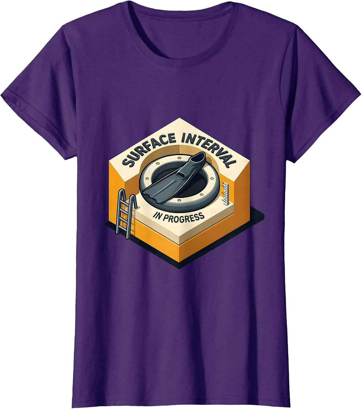 Women's Surface Interval In Progress Funny Scuba Diver Humor T-Shirt - Purple