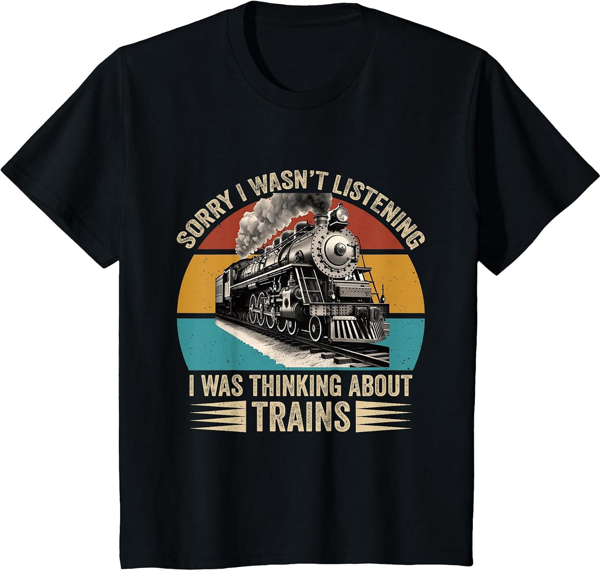 Retro Wagon Train Lover Model Railroad Conductor Funny Train T-Shirt - Black
