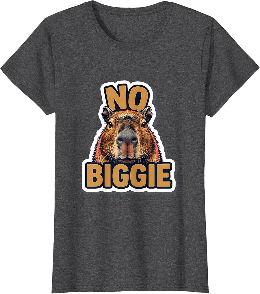 Women's No Biggie Funny Capybara Animal Meme Humor T-Shirt - Dark Heather Grey
