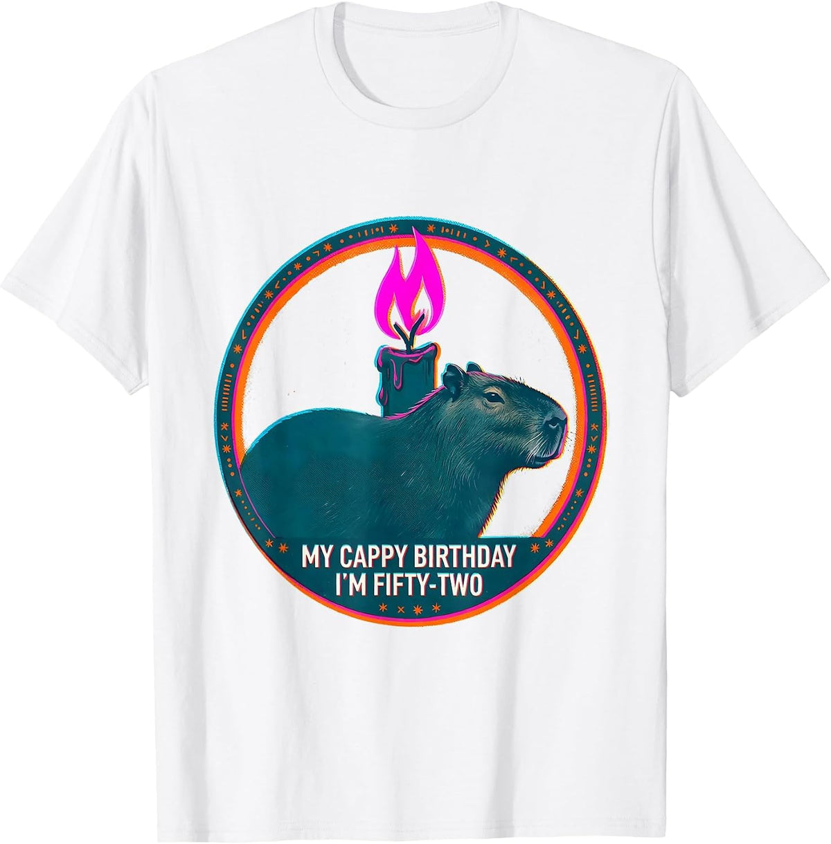 Men's My Cappy Birthday I'm Fifty-Two Cute Kawaii Capybara T-Shirt - White