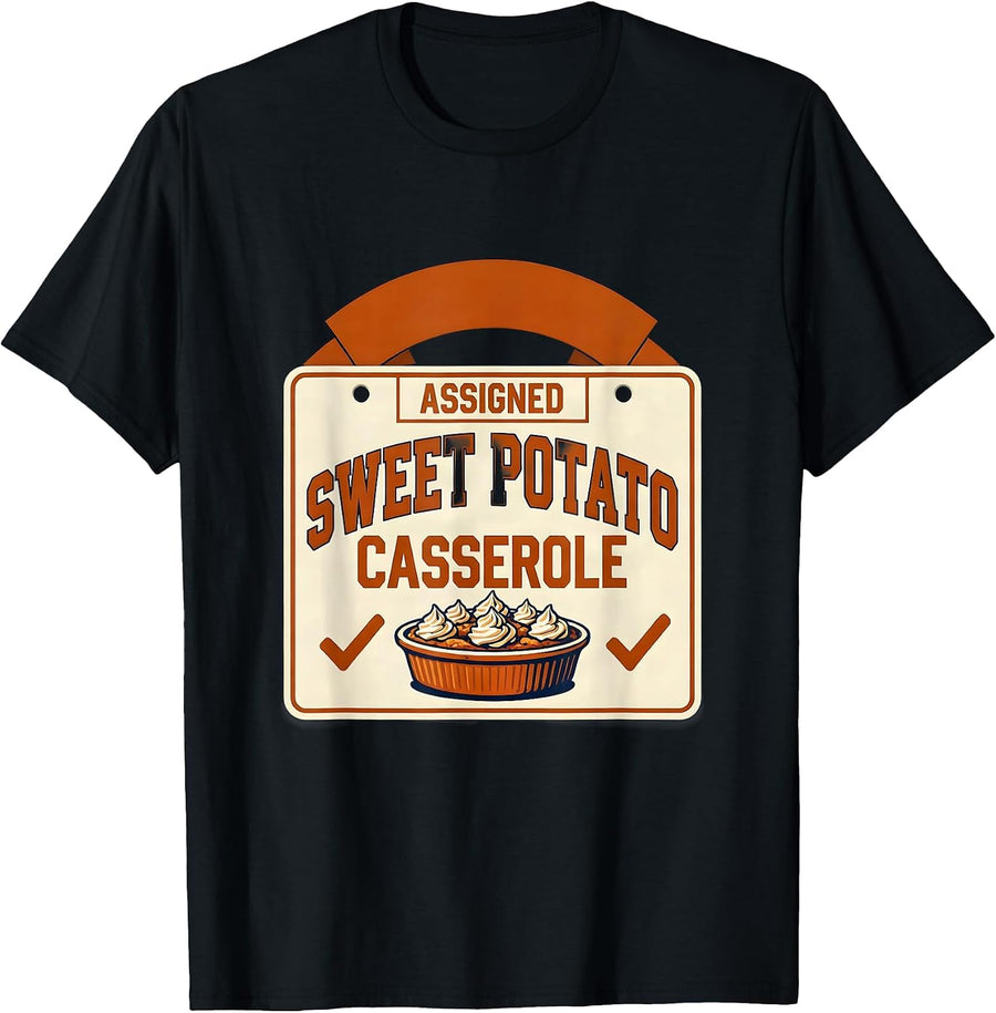 Men's Sweet Potato Casserole Funny Friendsgiving Potluck T-Shirt - Black
