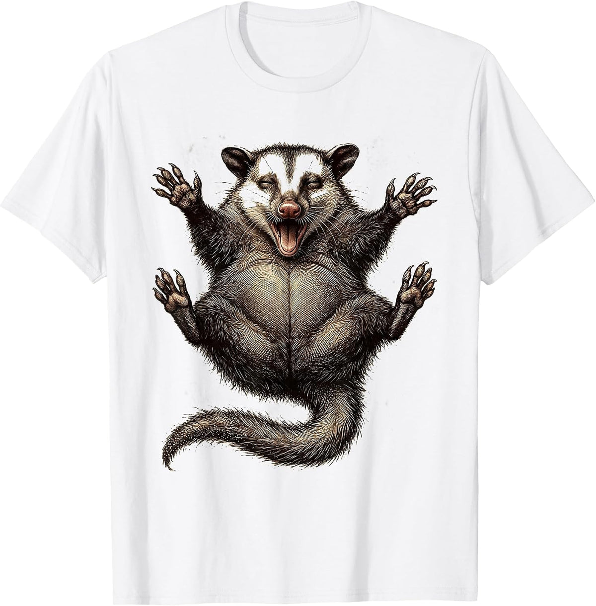 Men's Opossum Playing Dead Dramatic Expression Graphic T-Shirt - White