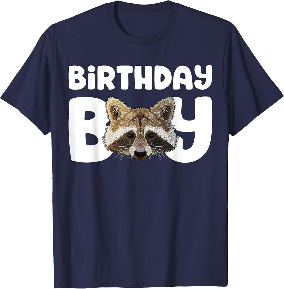 Raccoon Birthday Boy Party Children Trash Panda Raccoon Birthday T-Shirt - Navy Blue