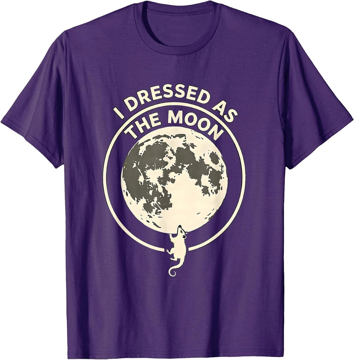 Men's I Dressed As The Moon Funny Halloween Opossum Costume Humor T-Shirt - Purple