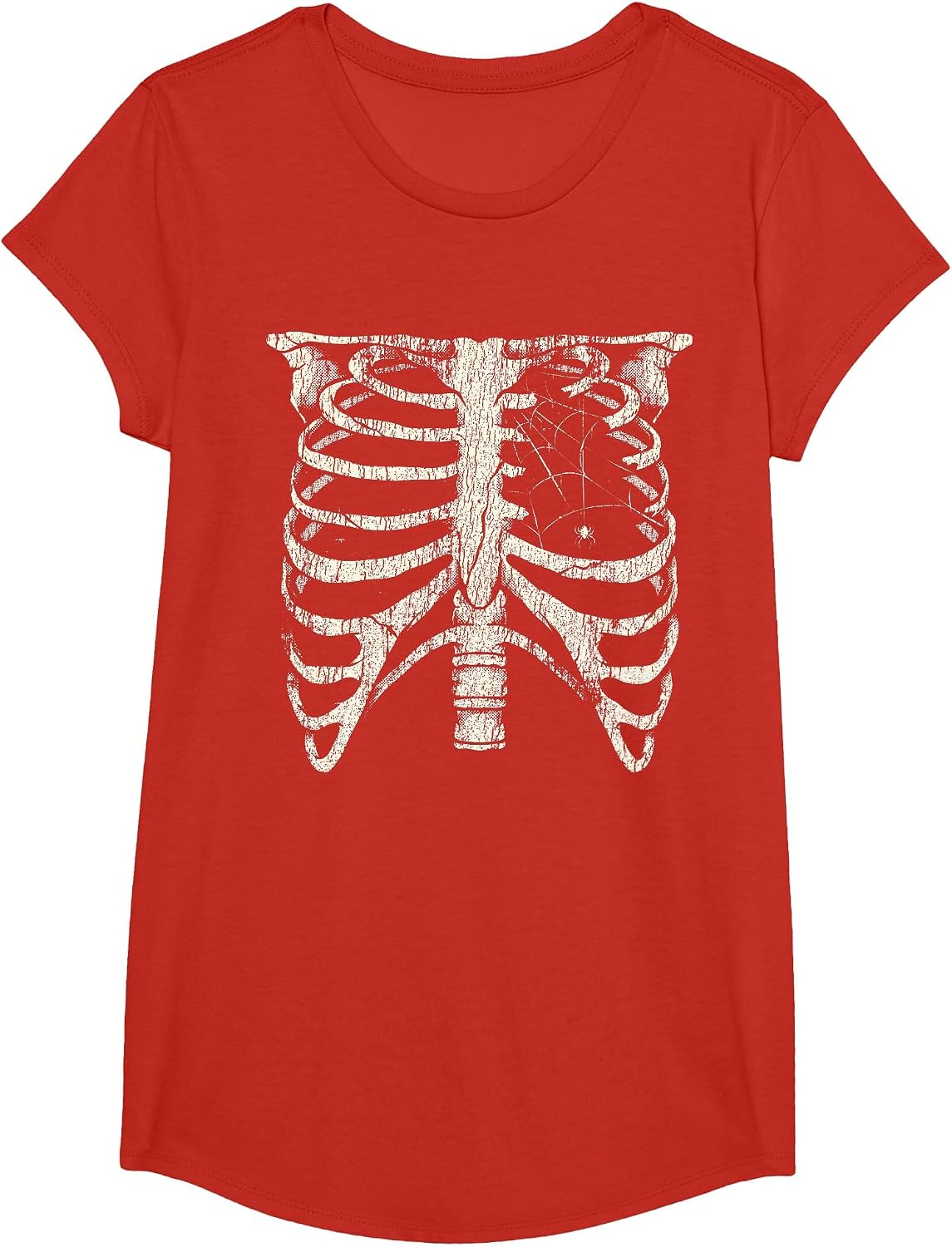 Skeleton Rib Cage Horror Alt Goth Halloween Costume Gothic T-Shirt - Girls Red