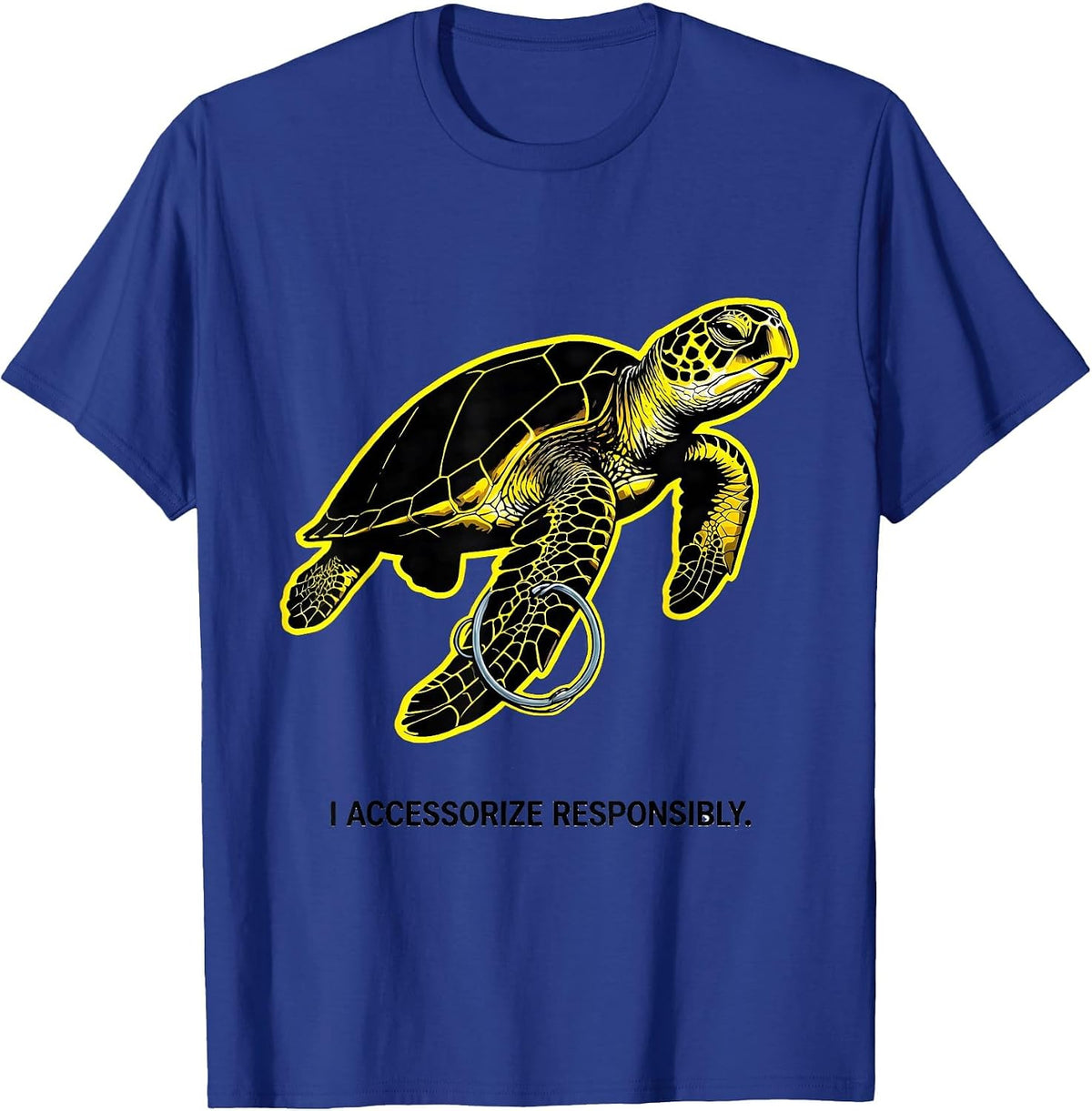 Men's I Accessorize Responsibly Stencil Sea Turtle Ocean Animal T-Shirt - Royal Blue