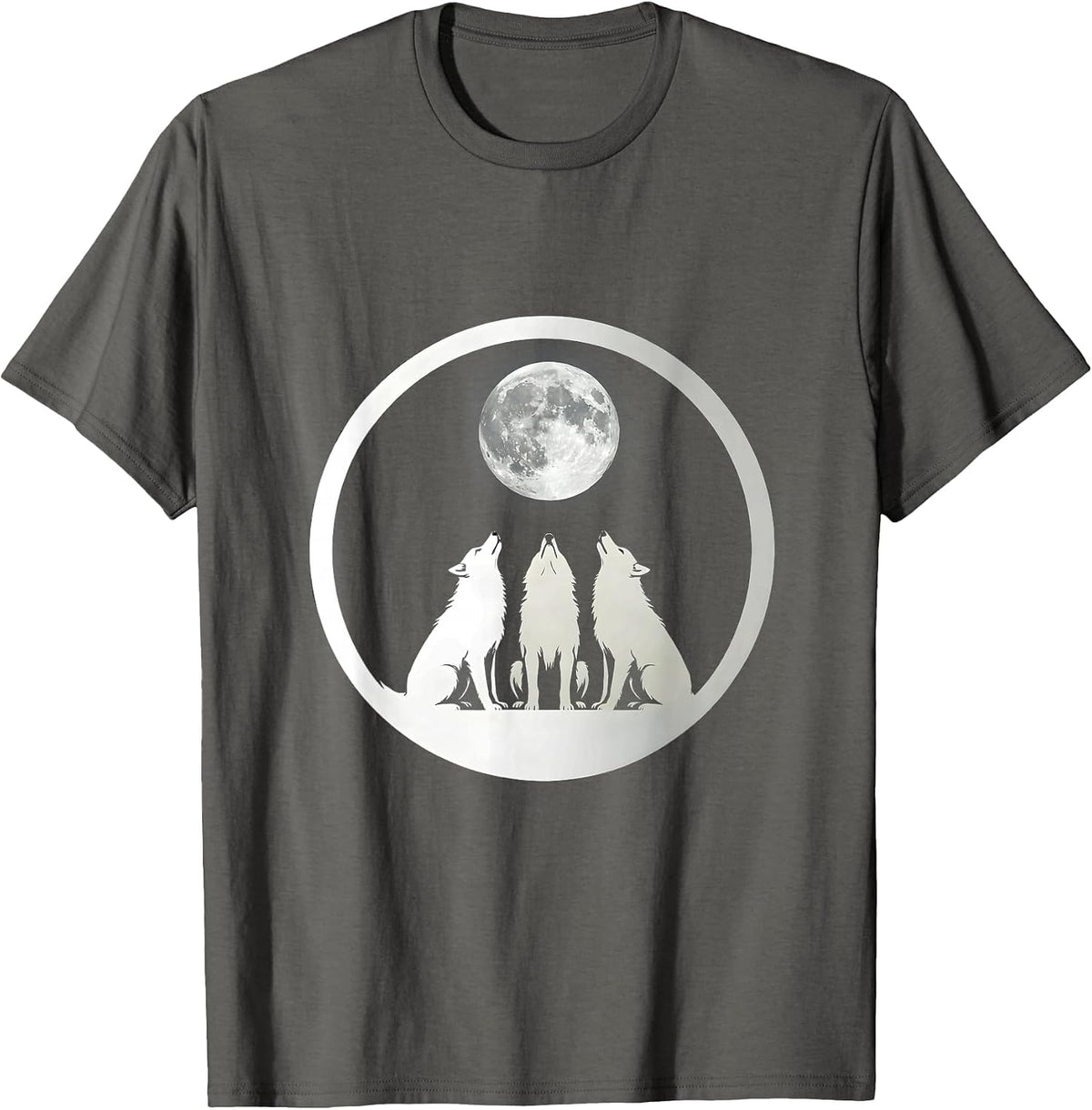Wolf Pack Howling Moon Suicide Prevention Design T-Shirt - Asphalt Grey