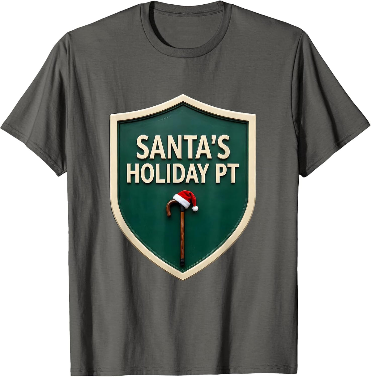 Santa's Holiday PT Funny Physical Therapist Christmas Rehab T-Shirt - Asphalt Grey