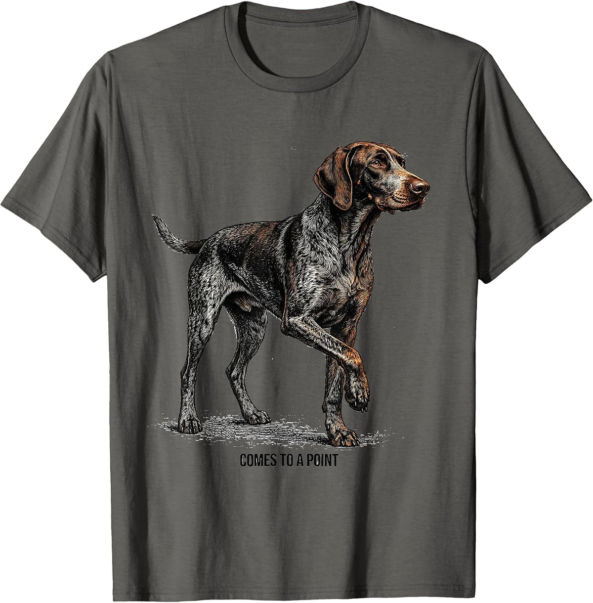 Men's Comes To A Point Funny German Shorthaired Pointer Dog Lover T-Shirt - Asphalt Grey