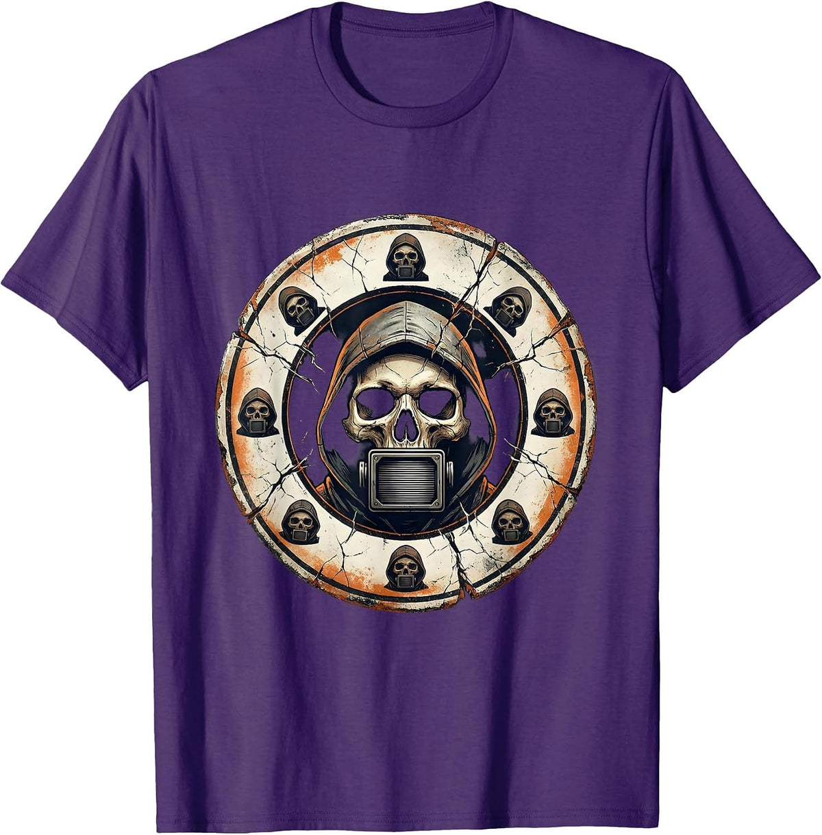 Men's Sealed Gamma Camera Detector Skull Badge Radiology Tech T-Shirt - Purple