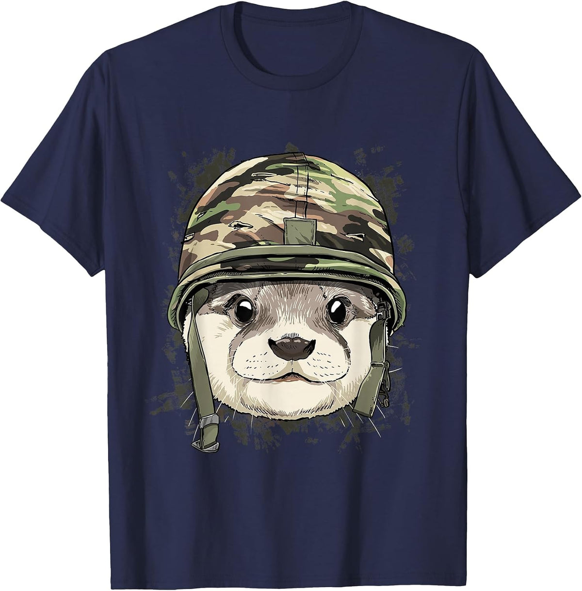 Otter Soldier Veteran Army Otter Aquatic Animal Lover T-Shirt - Navy Blue
